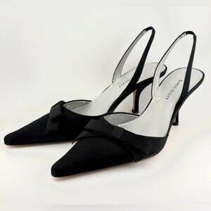 Karen Scott Black Pointed Slingback Heels with Bow - Like New Condition